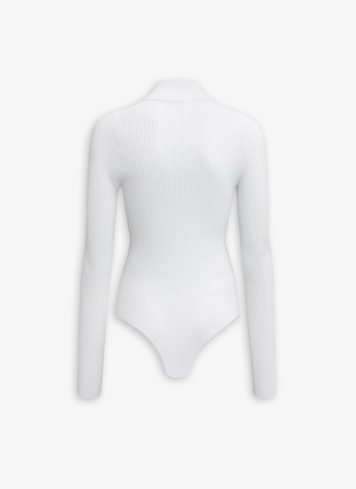 RIBBED KNIT BODYSUIT ALAÏA WHITE RIBBED KNIT BODYSUIT